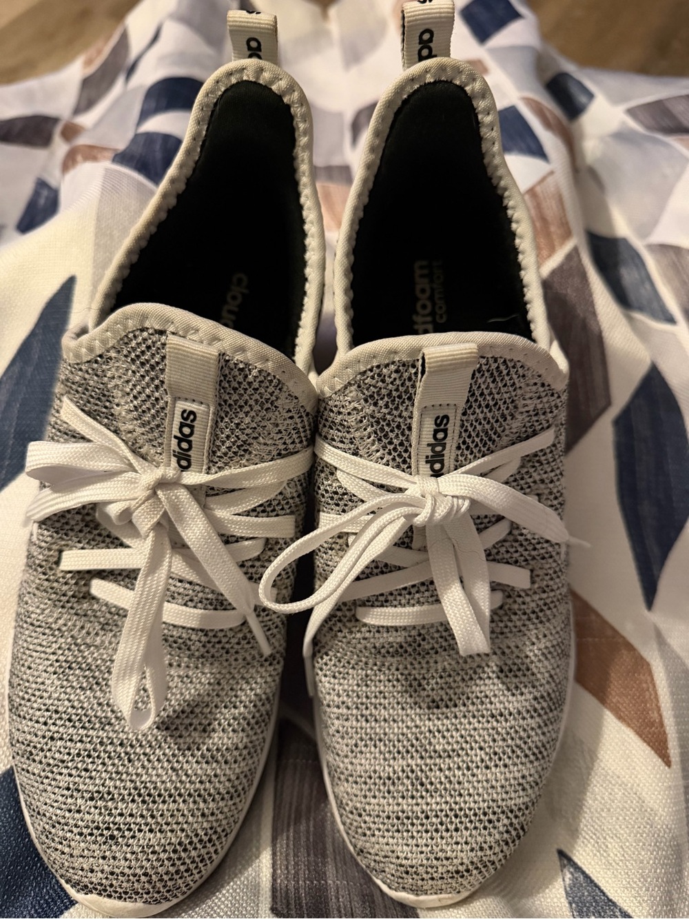 adidas Women’s Knit Lace-Up Sneakers in Gray and White
